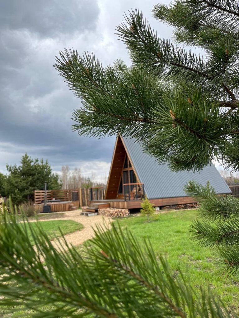 A-Frame 42 м² с купелью и креслом-гамаком до 4 гостей: дом на участке