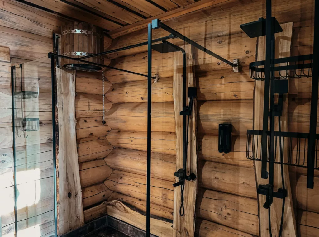 Кедровый сруб «Дух Тайги» до 6 гостей, Парк-отель «Таёжный» на Десне: душевая