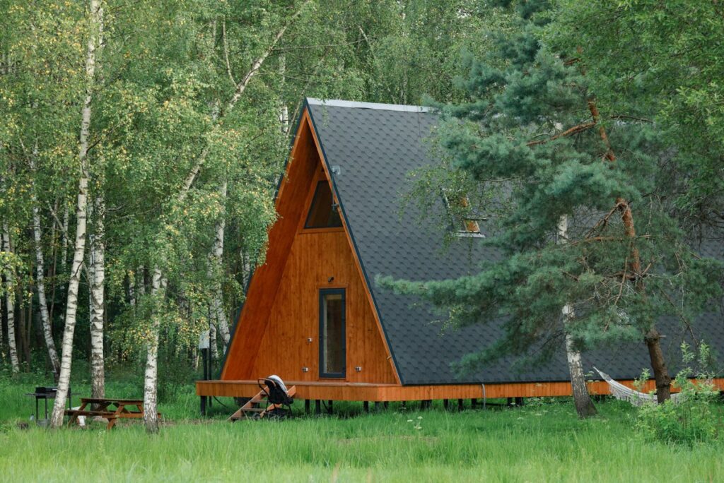 Большой A-frame дом 90 м² с двумя спальнями и проектором до 4 гостей: дом на опушке