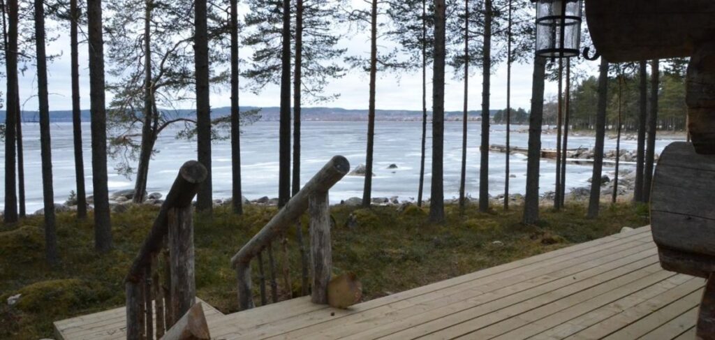 Коттедж «Домовёнок» с сауной и видом на озеро до 5 гостей: вид с террасы на озеро