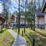 Загородный комплекс Исетское городище в посёлке Исеть, общий вид: дома среди сосен