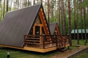 Дом A-frame в сосновом лесу с доступом к термам до 4 гостей