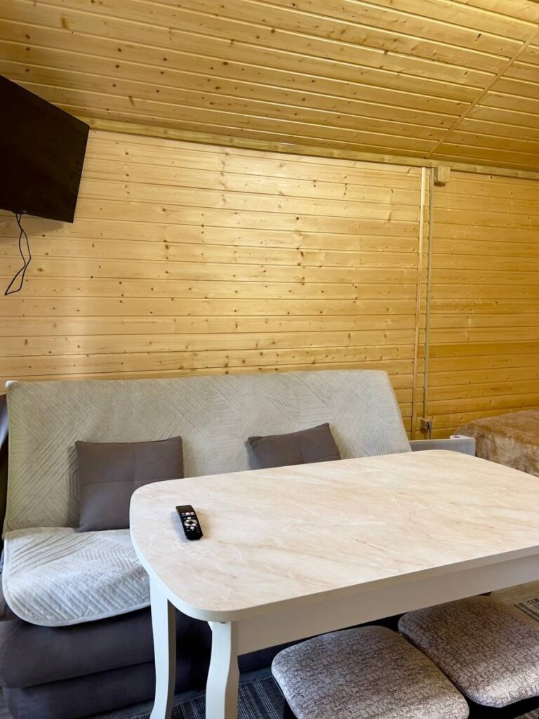 Двухместный домик 27 м² с террасой, до 3 гостей, Комплекс домиков «Paradise Forest» в Архызе: диван