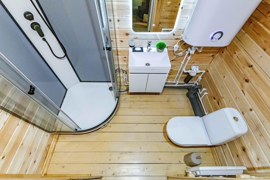Шале 60 м² с террасой 20 м² до 6 гостей: душевая кабина