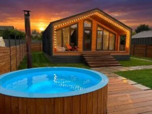 Барнхаус 80 м² с баней на дровах и купелью до 6 гостей