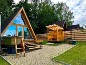 Домик A-frame с банным чаном до 4 гостей