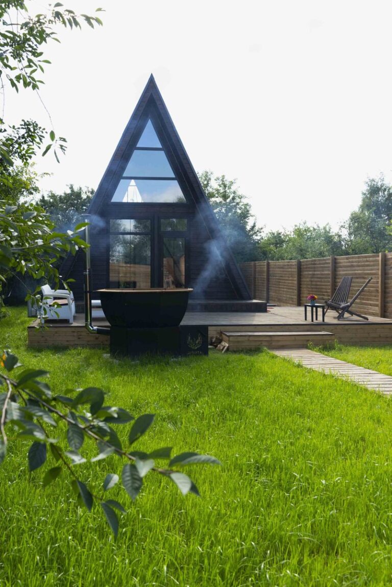 Дом A-frame с баней-бочкой и чаном, до 4 гостей