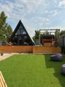 Дом A-frame №2 с панорамной баней и фурако до 4 гостей