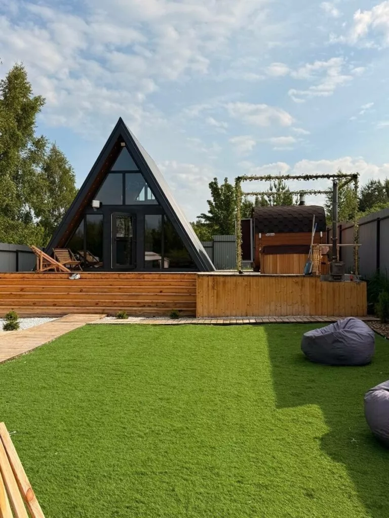 Дом A-frame №2 с панорамной баней и фурако до 4 гостей