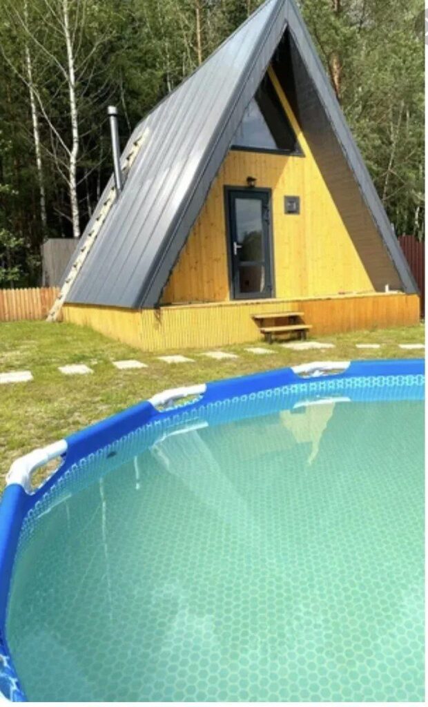 A-frame дом с сауной и печью-камином до 4 гостей, таких дома два: дом и летний бассейн