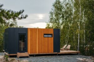 Модульный домик с панорамным окном в бор до 3 гостей
