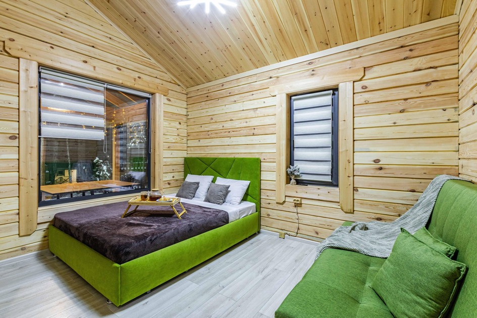 Шале 60 м² с террасой 20 м² до 6 гостей: спальня с двуспальной кроватью