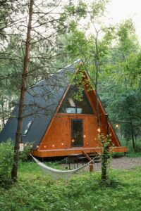 A-frame дом 90 м² с ванной у панорамного окна до 4 гостей