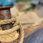 Усадьба Большой Камень на Ильмене, общий вид: старый якорь у дома