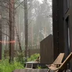 Глэмпинг Hygge Barn в Бурдугузе, общий вид: терраса у дома