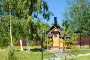 Тёплый гриль-домик с очагом на 8 человек
