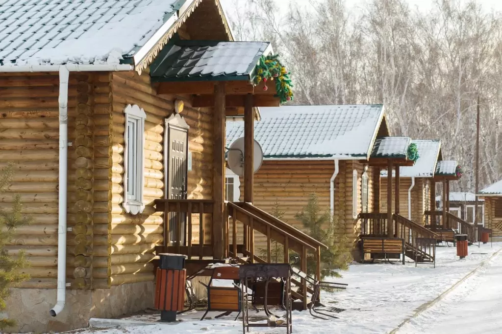 Терем 40 м² с гостиной и спальней до 4 гостей: терема зимой