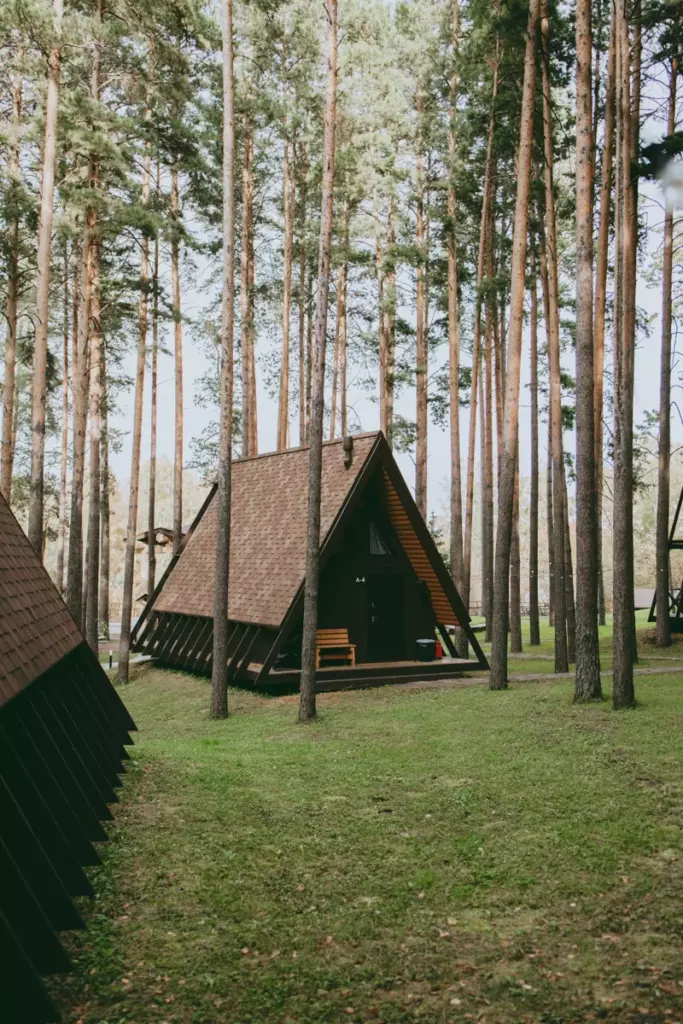 А-фрейм в сосновом бору до 5 гостей, Парк-отель «Клевер» в сосновом бору Красноярска: дом на поляне