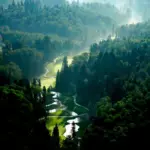 Загородный клуб Tseleevo Club & Resort, общий вид: лесная долина сверху