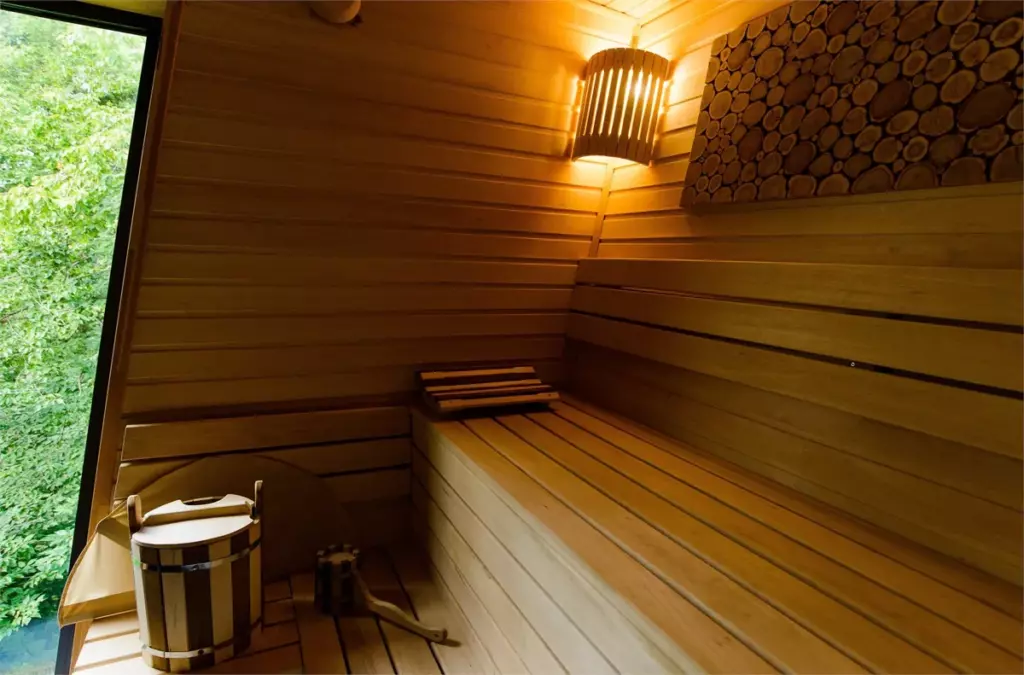 Вилла с песчаным бассейном, баней и купелью до 8 гостей, RED Bridge Resort: парная