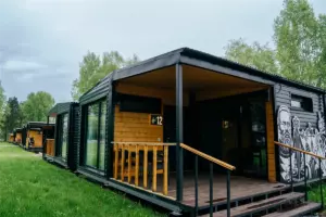 Барнхаус с панорамными окнами и кухней до 4 гостей