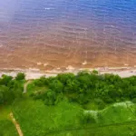 Гостевой комплекс Lake Park на Ильмене, общий вид: зелёный берег у воды