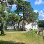 Комплекс Вилла Вителе в устье Видлицы на Ладоге, общий вид: отель среди сосен