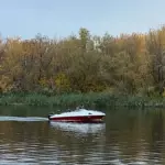 База отдыха Домостроитель в Энгельсе, общий вид: Волга у базы