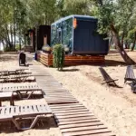 Эко-остров Кенгуриба на Волге, общий вид: деревянные дорожки к воде