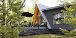 Большой А-фрейм «Black» с купелью-фурако до 7 гостей