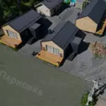 Экодома Еловый лис в Шерегеше, общий вид: дома сверху