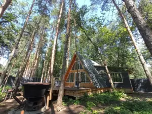 A-Frame №6 «Grand» с сауной и чаном на огороженном участке до 14 гостей