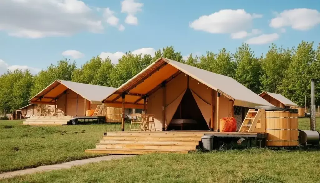Просторный сафари-лодж 32 м² с фурако-купелью на террасе до 5 гостей: лоджи и купель на террасе