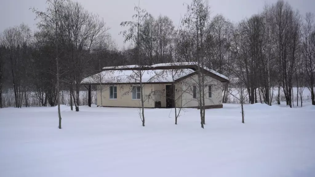 Дом «Мятный» 80 м² с камином и террасой у озера до 6 гостей: дом зимой