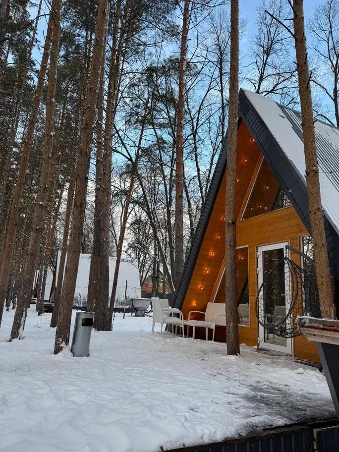 A-Frame №1 «Loft» с сауной в доме и чаном до 7 гостей