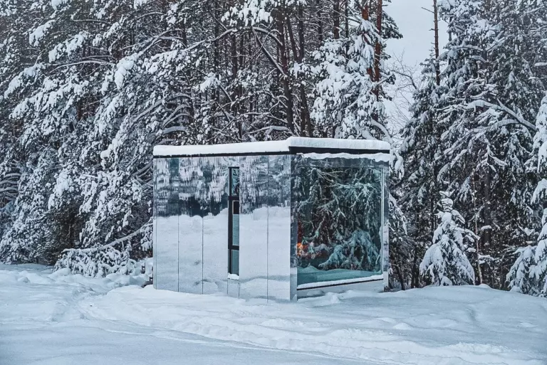 Зеркальный WOW-куб в лесу для пары до 3 гостей
