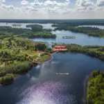 Турбаза Твоё озеро на Тулмозере, общий вид: Тулмозеро с высоты