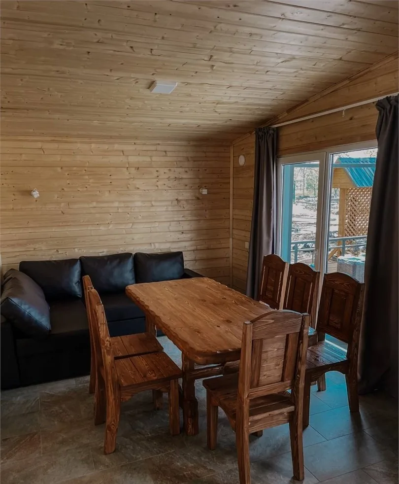 Дом-баня 60 м² с русской парной, камином и чаном до 4 гостей: гостиная
