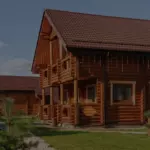 Загородная Красная усадьба под Суздалем, общий вид: бревенчатые дома усадьбы